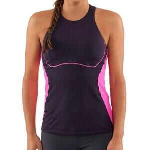Lululemon size 8 Spin It To Win It Athletic Tank Black Swan Raspberry Glo Light